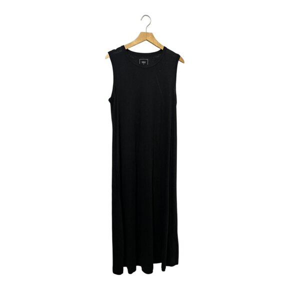 NKD T Linen Dress Maxi Size Medium Black Naked Cashmere - Picture 1 of 5